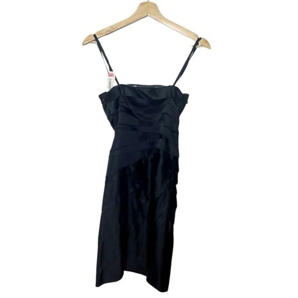 Gianni Bini NWT Black Satin Ruched Strapless Cocktail Dress Women's Size 0 Party - Picture 7 of 11